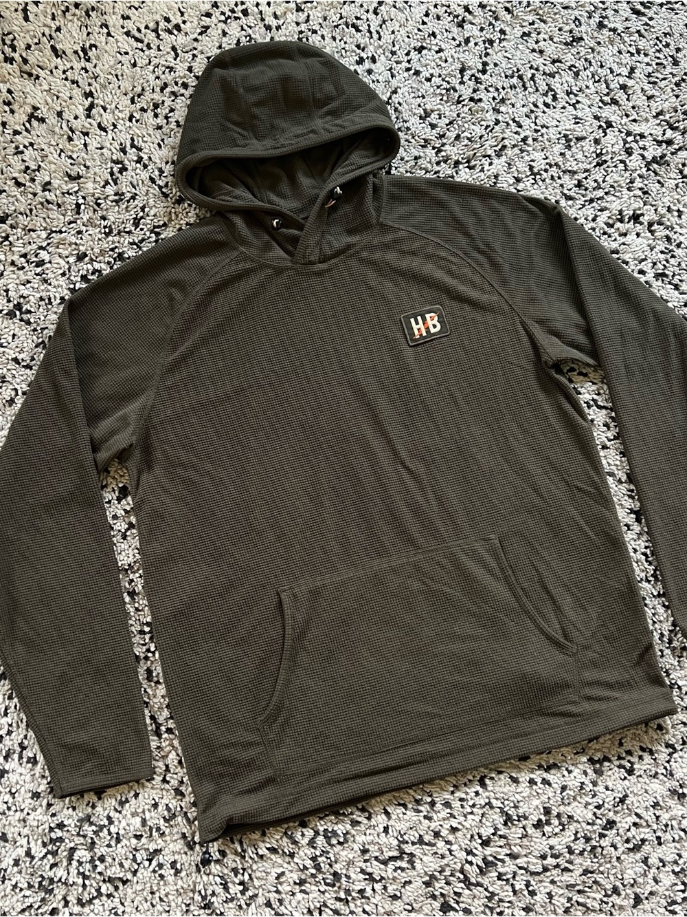 Howler Brothers Hooded Lightweight Waffle Fleece Pullover Dark Green Men’s Large - Picture 3 of 15